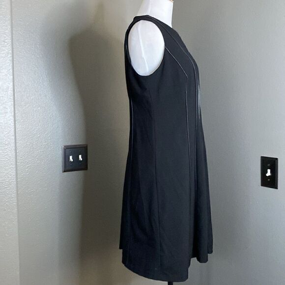 CALVIN KLEIN Womens Sleeveless Dress Fit and Flair with Black Faux Leather Trim - Picture 5 of 11